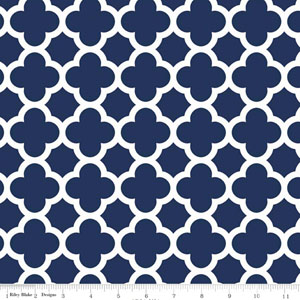 Knit Quatrefoil Navy Fabric