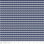 Knit Idle Wild Lace Stripe Navy Blue Fabric