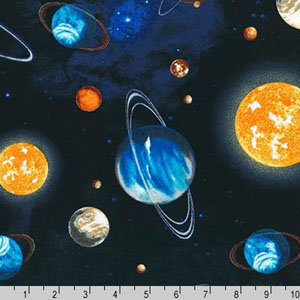 Stargazers Planet Stars Outer Space  Fabric Royal