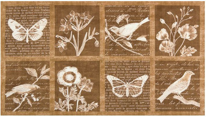 Botanical Beauty Panel Natural Brown Fabric