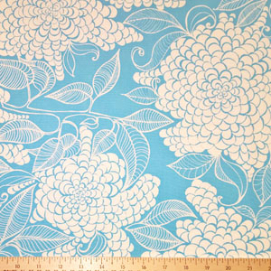 Mystic Canvas Floral Print Fabric Azure Blue