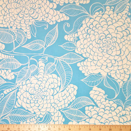 Mystic Canvas Floral Print Fabric Azure Blue
