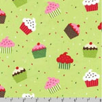 Cupcake Caleb Gray Holiday Green Fabric
