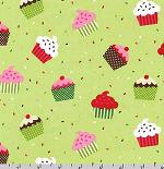 Cupcake Caleb Gray Holiday Green Fabric