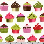 Cupcake Caleb Gray Holiday White Fabric