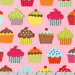 Cupcake Caleb Gray Pink Fabric