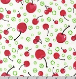 Cool Cords Cherry White Fabric
