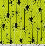 Eerie Alley Spiders Chartreuse Fabric