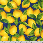 Fresh Lemons Navy Fabric