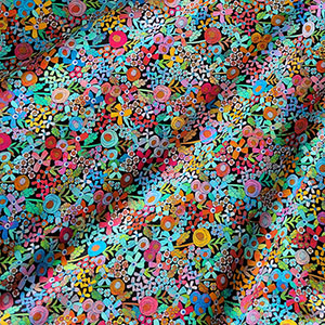 Happy Place Jersey Knit Fabric Floral Rainbow
