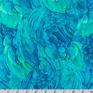 Imaginings Bird Feather Wings in Tropical Blue Fabric