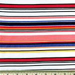 Laguna Jersey Prints Stripe Coral Navy Knit Fabric