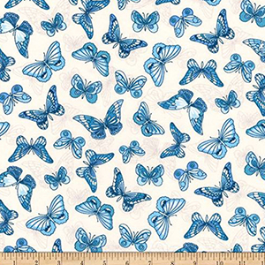 London Calling Lawn Butterfly Blue Fabric