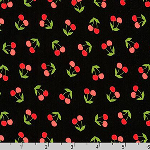 London Calling Cherry Black Lawn Fabric