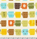 Metro Cafe Coffee Mugs with Faces Fabric