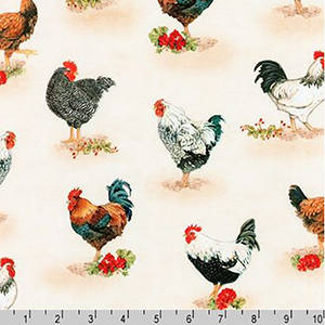 Down on the Farm Chicken Rooster Fabric