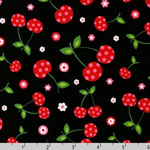 Picnic Party Cherry Black Fabric