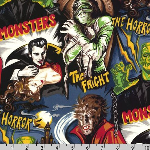 Pleasures and Pastimes Monster Horror Movie Fabric