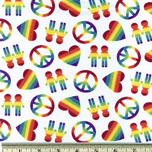 Peace, Love, and Pride Rainbow Fabric