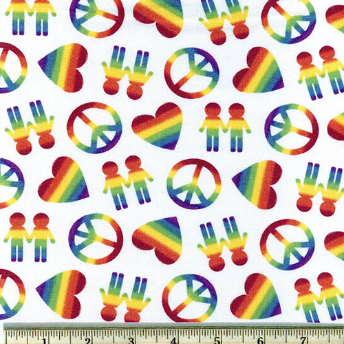 Peace, Love, and Pride Rainbow Fabric