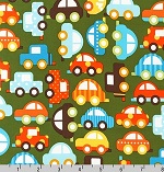 Cars on Green Ready, Set, Go Fabric