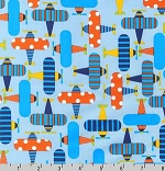 Airplanes on Blue Ready, Set, Go Fabric