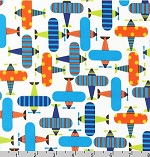 Airplanes on White Ready, Set, Go Fabric