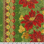 Double Border Christmas Evergreen Fabric