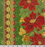 Double Border Christmas Evergreen Fabric