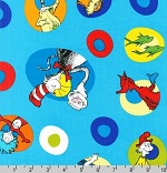 Celebrate Seuss! Circles Blue Fabric