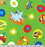Celebrate Seuss! Circles Green Fabric