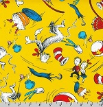 Cat in the Hat Flying Yellow Fabric