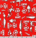 Cat in the Hat Title Red Fabric