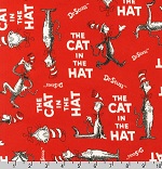 Cat in the Hat Title Ruby Flannel Fabric