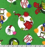 How the Grinch Stole Christmas Circles Green Fabric