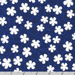 Surf Time Floating Flowers Navy Blue Fabric 