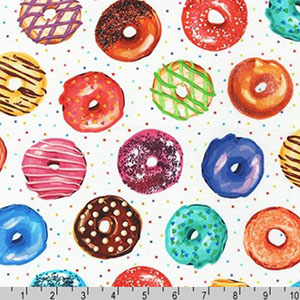 Sweet Tooth Donut Fabric White