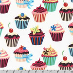 Cupcake Sweet Tooth White Spring Fabric