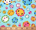 Toyland Sunflower Aqua Fabric