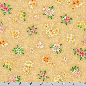 Tropical Gardens Aloha Iki Tiny Plumeria Flowers Fabric