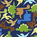 Urban Zoologie Dinosaurs Navy Fabric