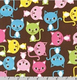 Urban Zoologie Ann Kelle Kitties Brown Fabric