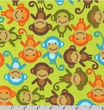 Urban Zoologie Monkeys Ann Kelle  Green Fabric