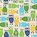 Urban Zoologie Owl Blue Fabric