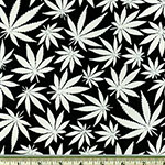 Glow in the Dark Cannabis Leaves Fabric Black