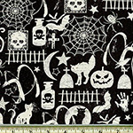 Glow in the Dark Halloween Motifs Fabric