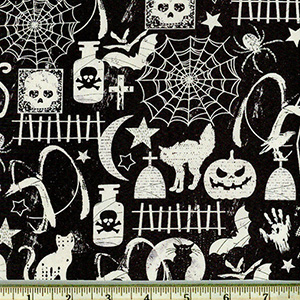 Glow in the Dark Halloween Motifs Fabric