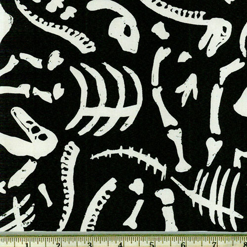 Glow in the Dark Dino Bones Fabric Black CG8070