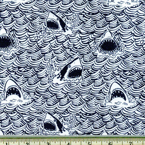 Dark and Stormy Shark Knit Navy Fabric