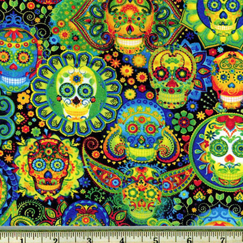 Bright Sugar Skulls Fabric